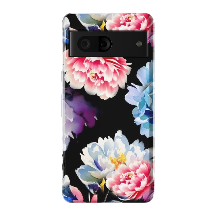 Pixel 7 StrongFit Colorful watercolor peonies - painted flower petals by Oana 