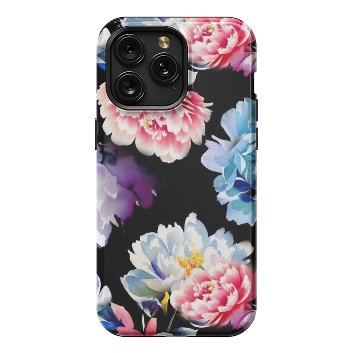 iPhone 15 Pro Max StrongFit Colorful watercolor peonies - painted flower petals by Oana 