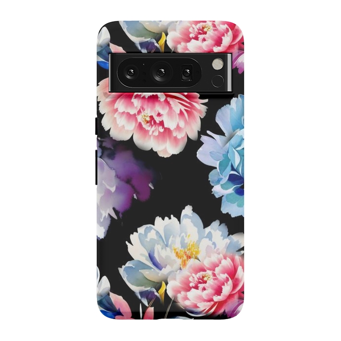 Pixel 8 Pro StrongFit Colorful watercolor peonies - painted flower petals by Oana 