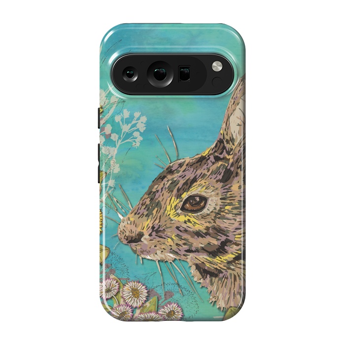 Pixel 9 pro StrongFit Rabbit and Daisies by Lotti Brown