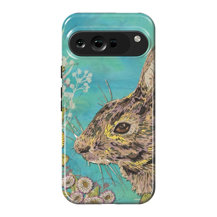 Pixel 9 Pro XL StrongFit Rabbit and Daisies by Lotti Brown