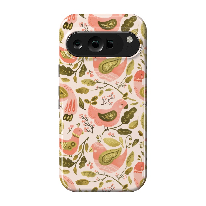 Pixel 9 pro StrongFit Peachy Keen Birds by Noonday Design