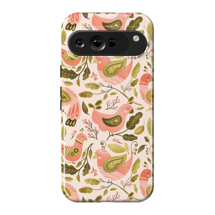 Pixel 9 Pro XL StrongFit Peachy Keen Birds by Noonday Design