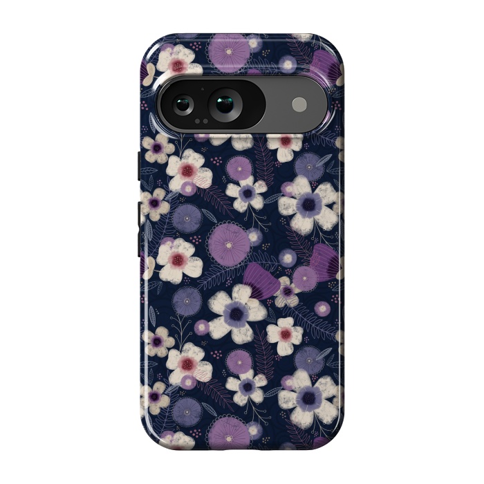 Pixel 9 StrongFit Navy & Purple Floral by Noonday Design