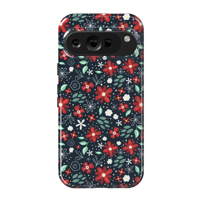 Pixel 9 pro StrongFit Little Christmas Flowers by Noonday Design