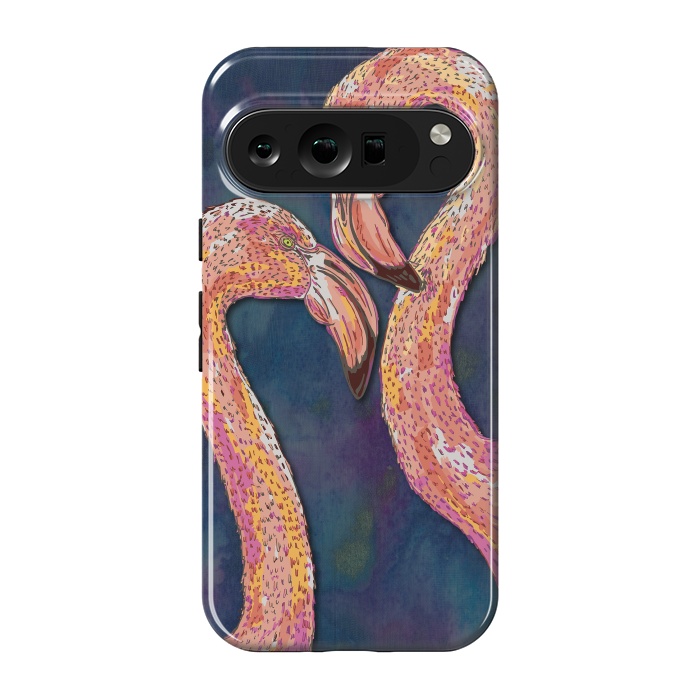 Pixel 9 pro StrongFit Pink Flamingos by Lotti Brown