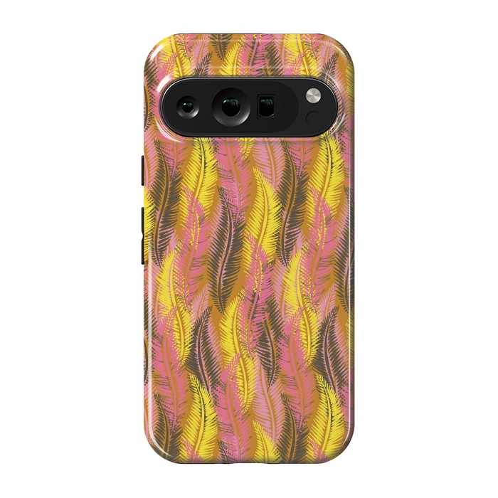 Pixel 9 pro StrongFit Feather Stripe in Pink and Yellow by Lotti Brown