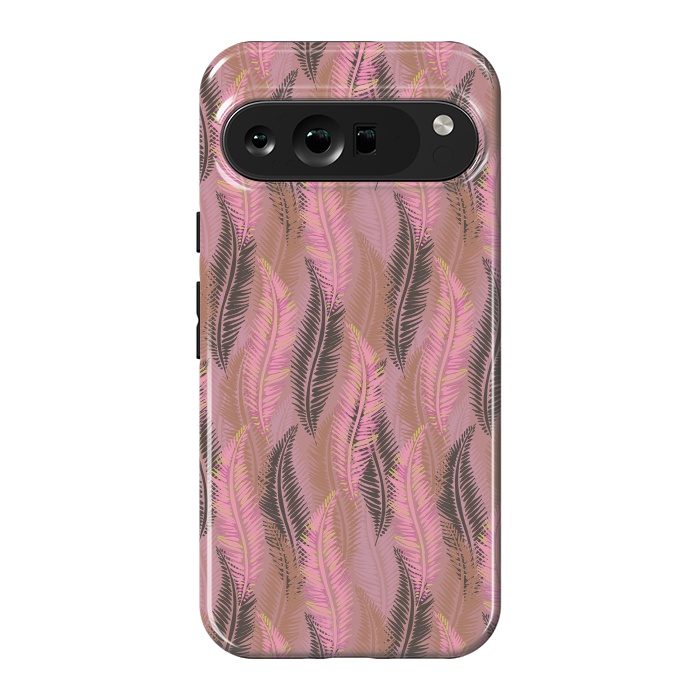 Pixel 9 Pro XL StrongFit Feather Stripe in Coral and Soft Pink by Lotti Brown