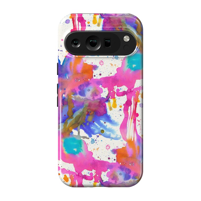 Pixel 9 pro StrongFit Paint Splashes Pink by Ninola Design