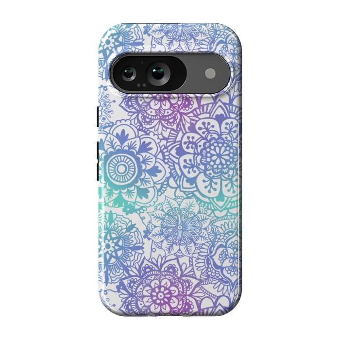 Pixel 9 StrongFit Pastel Purple and Blue Mandala Pattern by Julie Erin Designs