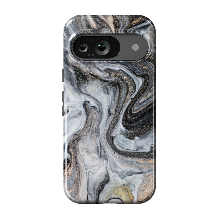 Pixel 9 StrongFit Black and Gold Marble by ArtsCase