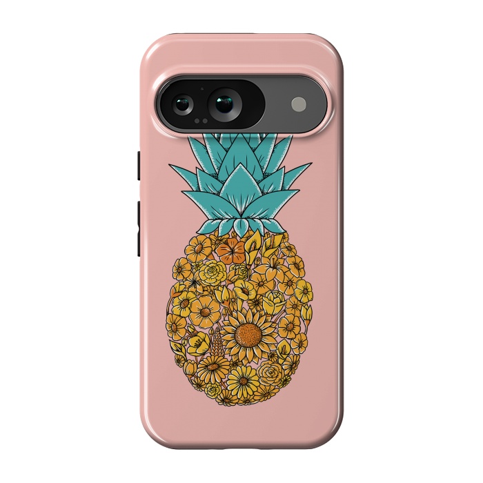 Pixel 9 StrongFit Pineapple Floral Pink by Coffee Man