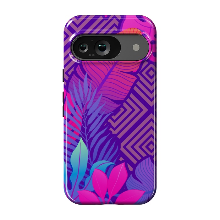 Pixel 9 StrongFit Tropical Lines And Leaves Patterns by ArtsCase