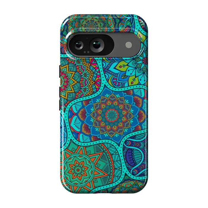 Pixel 9 StrongFit Modern Mandalas In Blue And Green by ArtsCase