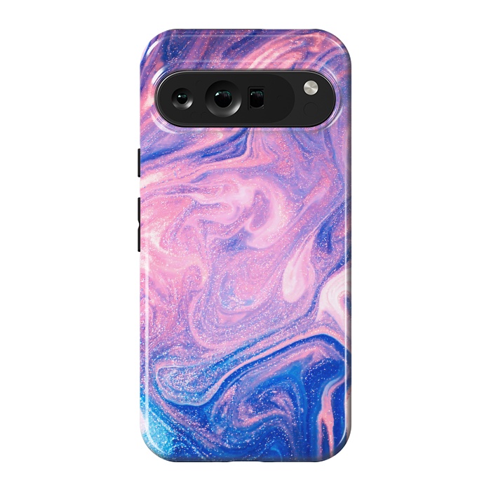 Pixel 9 Pro XL StrongFit Pink and Blue Marbling art by ArtsCase