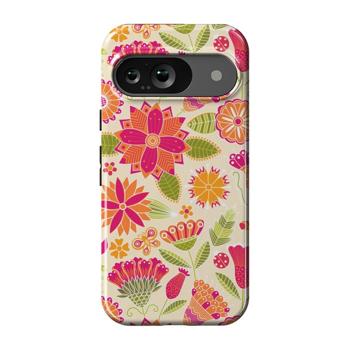 Pixel 9 StrongFit geometric colored flowers by ArtsCase