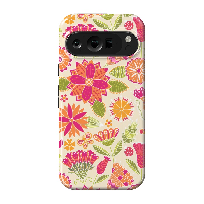 Pixel 9 pro StrongFit geometric colored flowers by ArtsCase