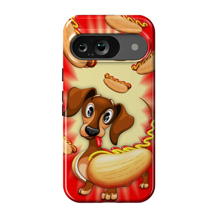 Pixel 9 StrongFit Dachshund Hot Dog Cute and Funny Character by BluedarkArt