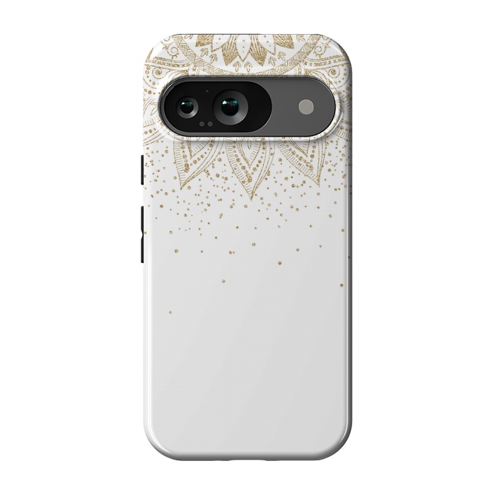 Pixel 9 StrongFit Elegant Gold Mandala Confetti Design by InovArts