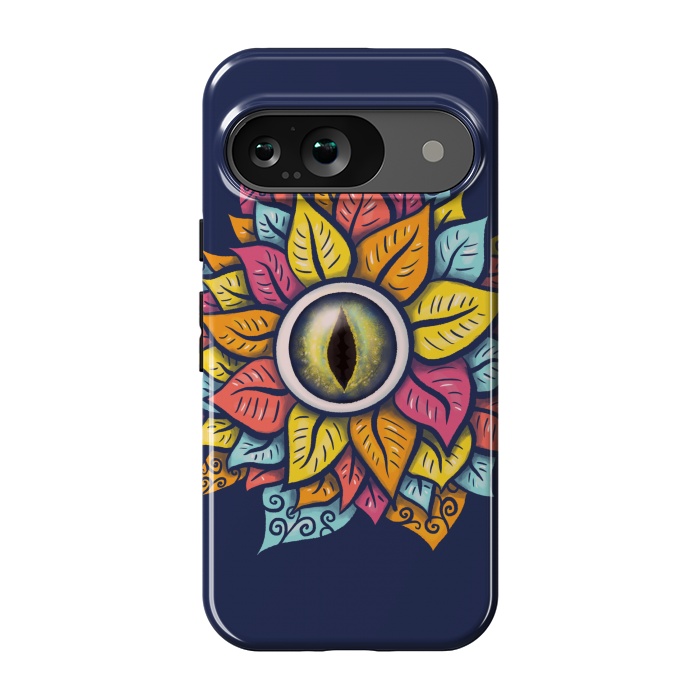 Pixel 9 StrongFit Colorful Reptile Eye Flower Fun Weird Digital Art by Boriana Giormova