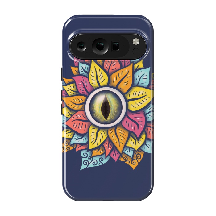 Pixel 9 pro StrongFit Colorful Reptile Eye Flower Fun Weird Digital Art by Boriana Giormova