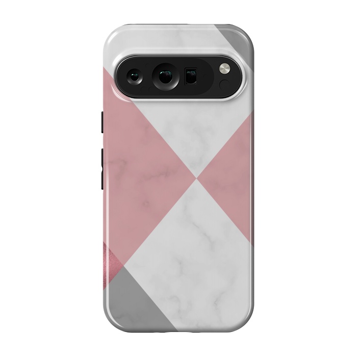 Pixel 9 pro StrongFit Gray and Rose Marble Geometric design by ArtsCase