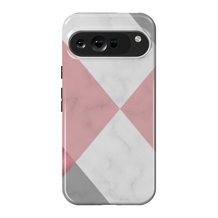 Pixel 9 Pro XL StrongFit Gray and Rose Marble Geometric design by ArtsCase