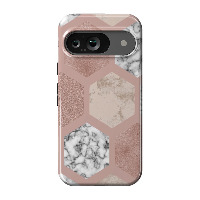 Pixel 9 StrongFit Marble Geometrical abstract design by ArtsCase