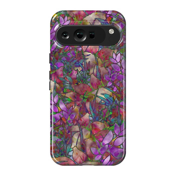 Pixel 9 Pro XL StrongFit Floral Abstract Stained Glass G175 by Medusa GraphicArt