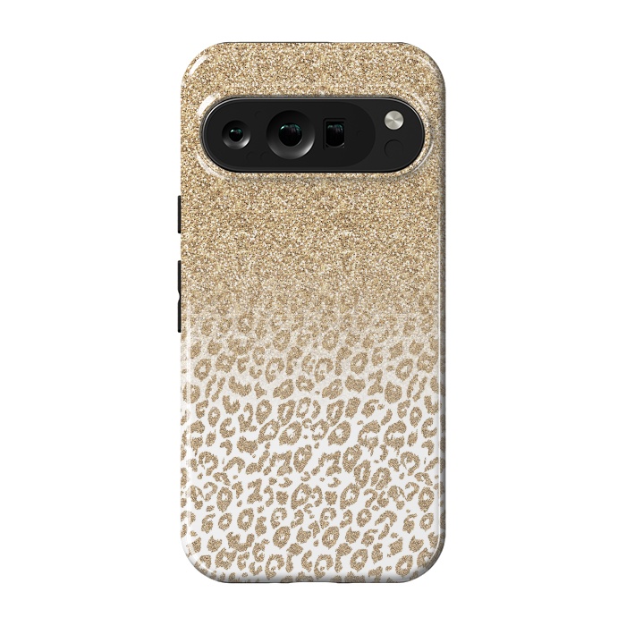 Pixel 9 pro StrongFit Trendy Gold Glitter and Leopard Print Gradient Design by InovArts