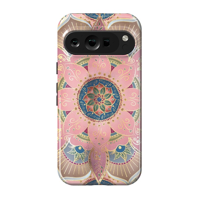 Pixel 9 pro StrongFit Trendy Metallic Gold and Pink Mandala Design by InovArts