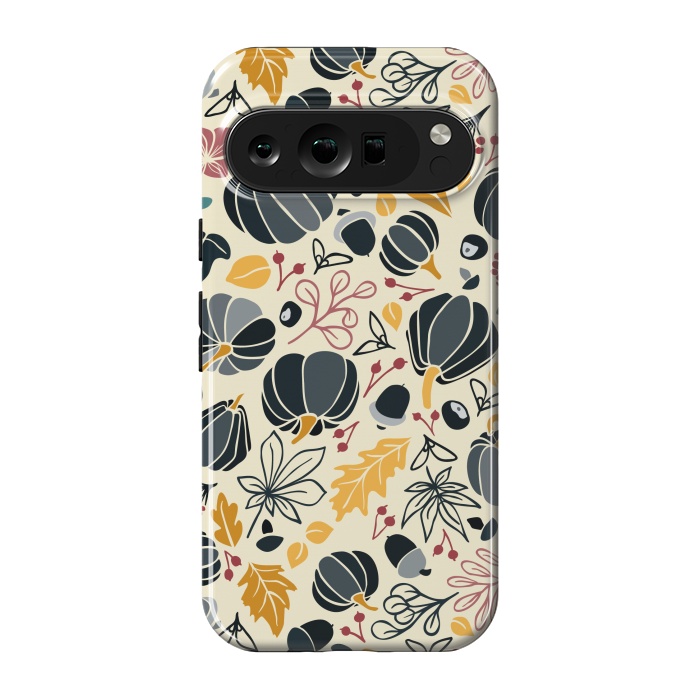 Pixel 9 pro StrongFit Fall Fruits in Navy and Yellow by Paula Ohreen