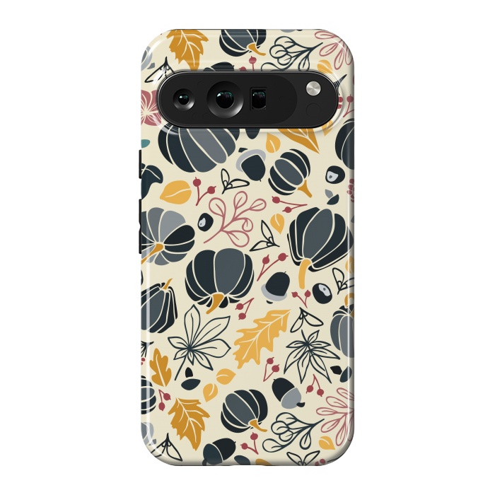 Pixel 9 Pro XL StrongFit Fall Fruits in Navy and Yellow by Paula Ohreen