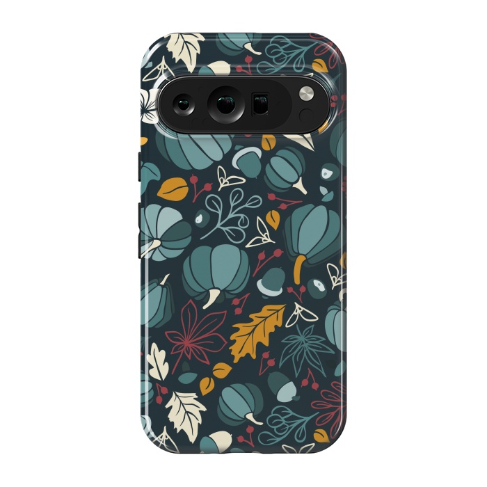 Pixel 9 pro StrongFit Fall Fruits in Navy and Red by Paula Ohreen