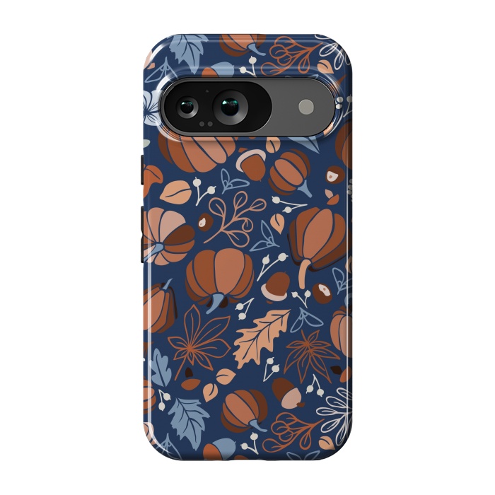 Pixel 9 StrongFit Fall Fruits in Navy and Orange by Paula Ohreen