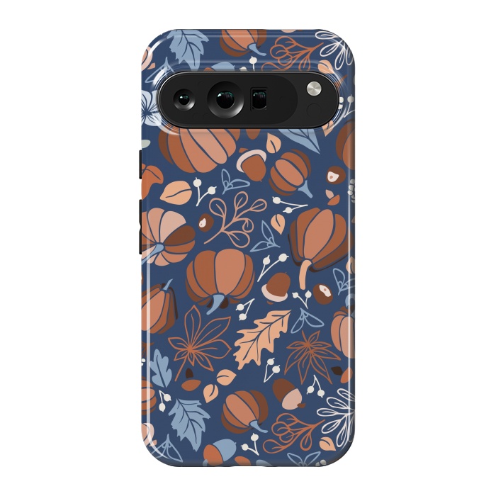 Pixel 9 Pro XL StrongFit Fall Fruits in Navy and Orange by Paula Ohreen