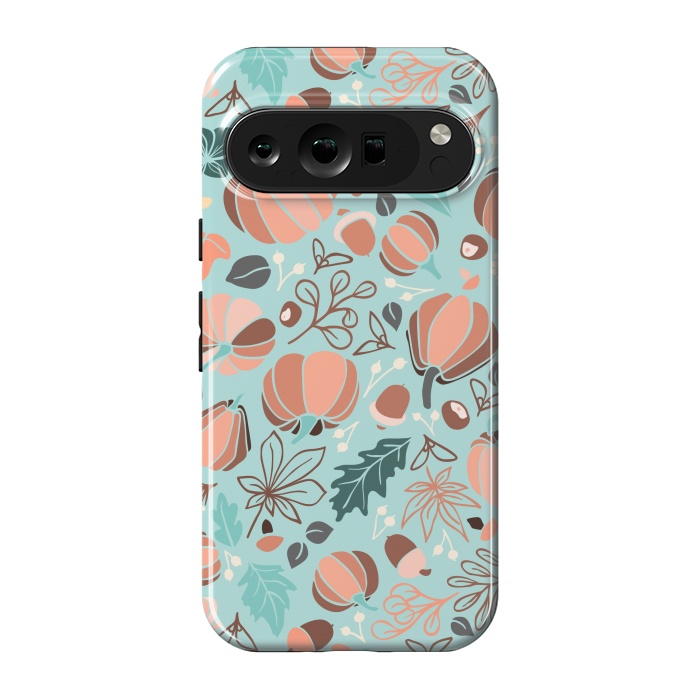 Pixel 9 pro StrongFit Fall Fruits in Mint and Orange by Paula Ohreen