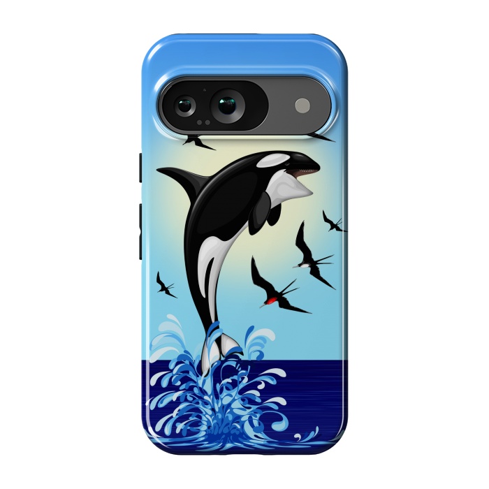 Pixel 9 StrongFit Orca Killer Whale jumping out of Ocean by BluedarkArt