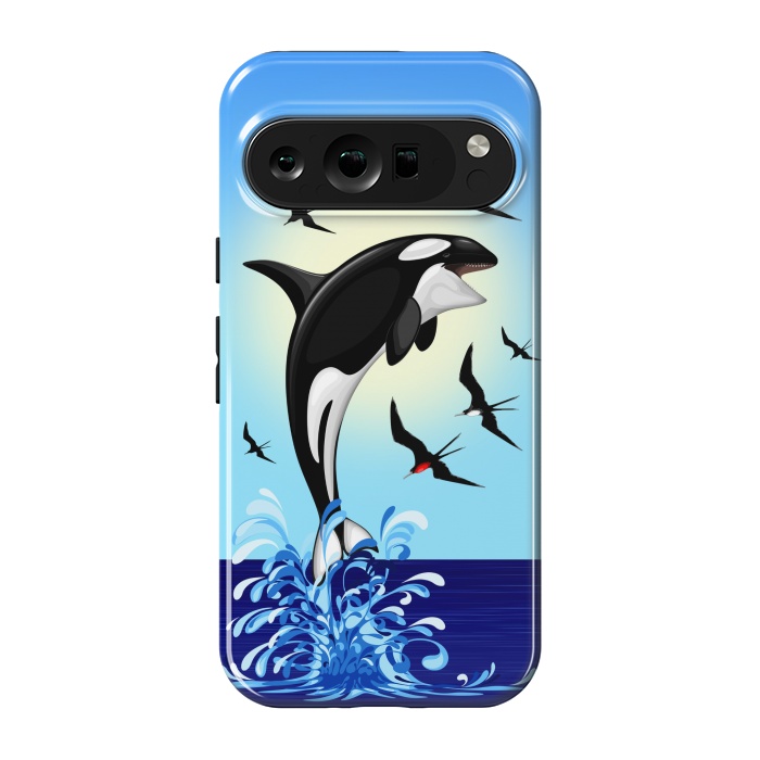 Pixel 9 pro StrongFit Orca Killer Whale jumping out of Ocean by BluedarkArt