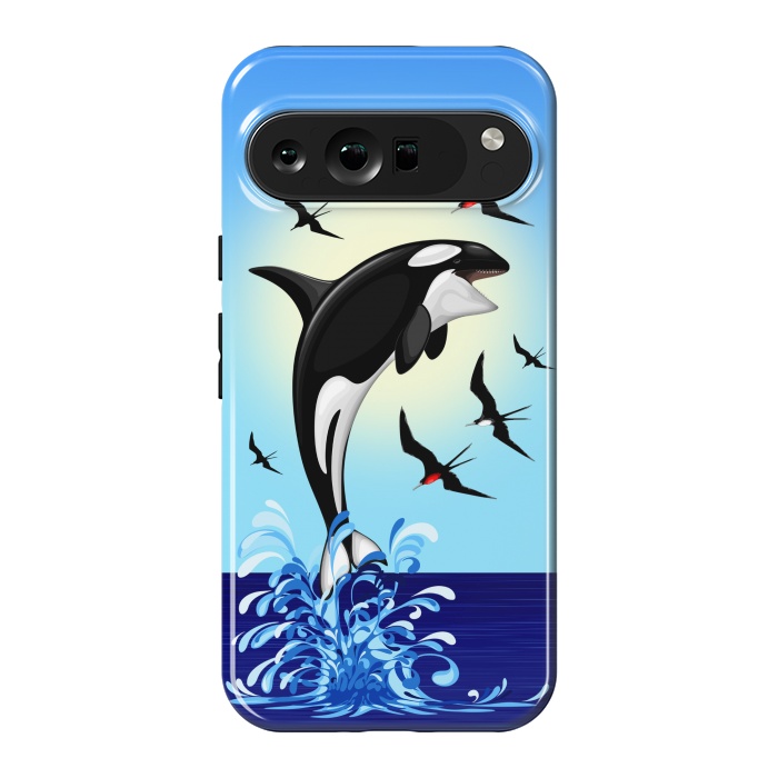 Pixel 9 Pro XL StrongFit Orca Killer Whale jumping out of Ocean by BluedarkArt