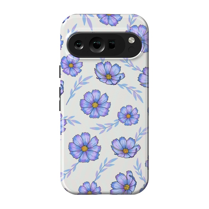 Pixel 9 pro StrongFit Purple blue flowers by Jms