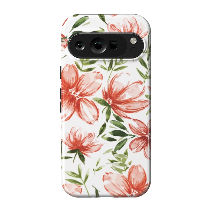 Pixel 9 pro StrongFit Red Watercolor Flowers by Bledi