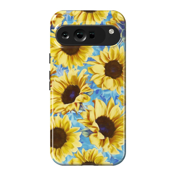 Pixel 9 Pro XL StrongFit Dreamy Sunflowers on Blue by Micklyn Le Feuvre