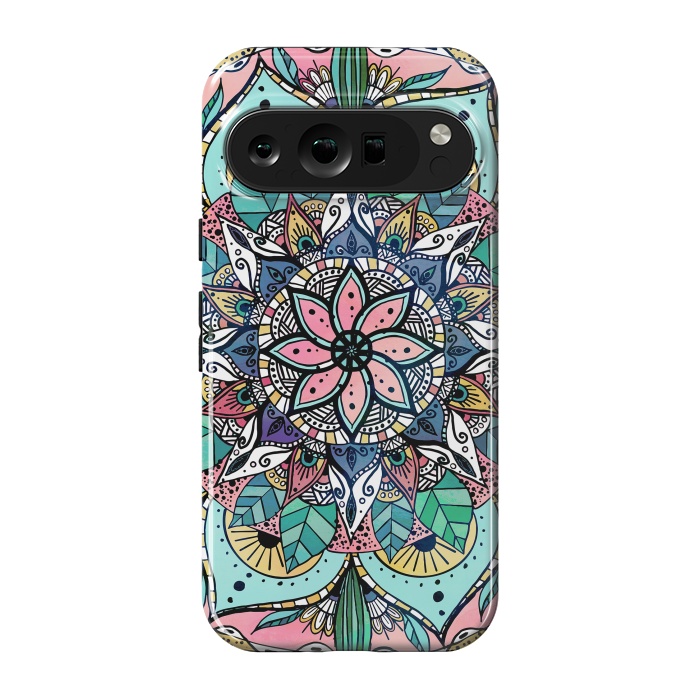 Pixel 9 pro StrongFit Bohemian Colorful Watercolor Floral Mandala by InovArts