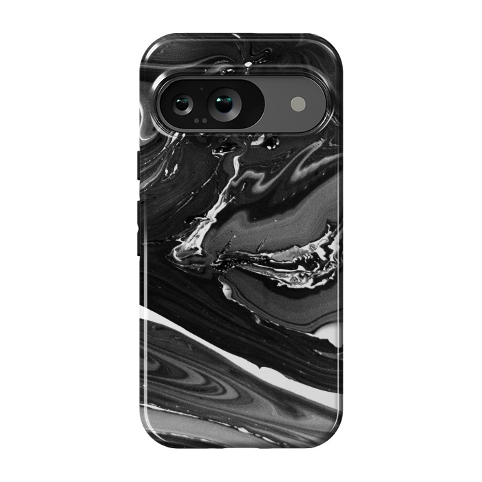 Pixel 9 StrongFit black white minimal marble by haroulita