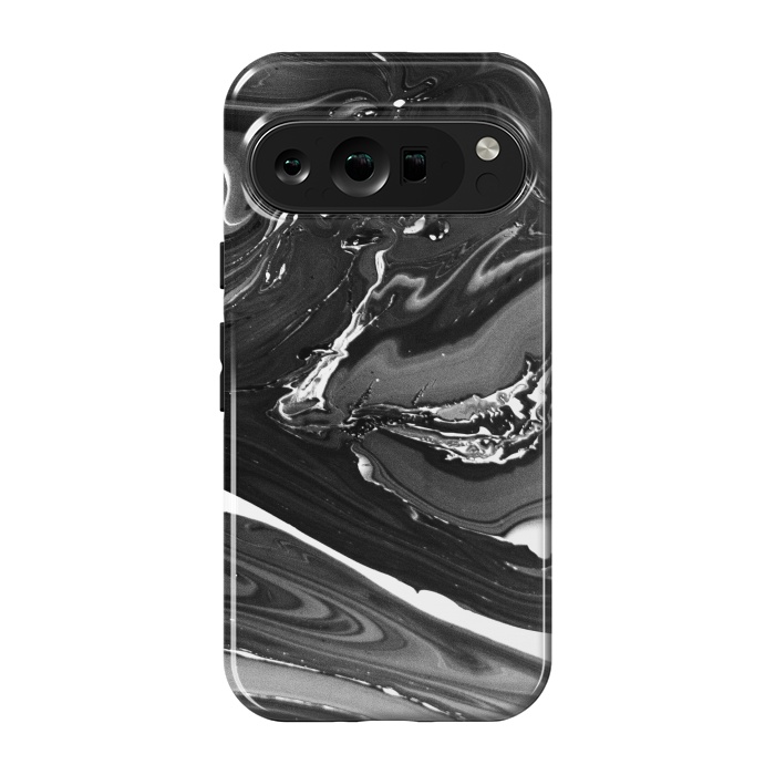 Pixel 9 pro StrongFit black white minimal marble by haroulita