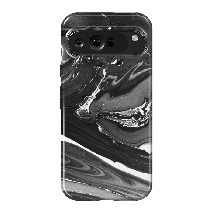 Pixel 9 Pro XL StrongFit black white minimal marble by haroulita