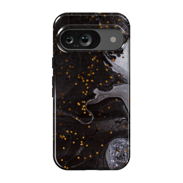 Pixel 9 StrongFit glitter marble black white by haroulita