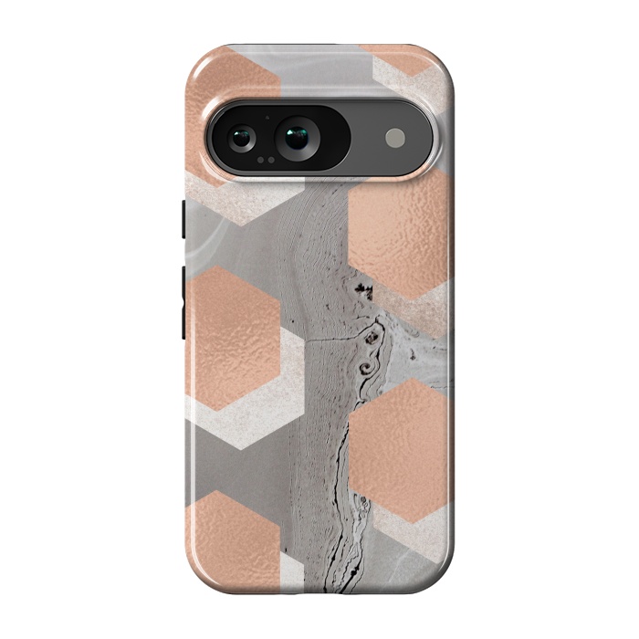 Pixel 9 StrongFit rose gold marble by haroulita