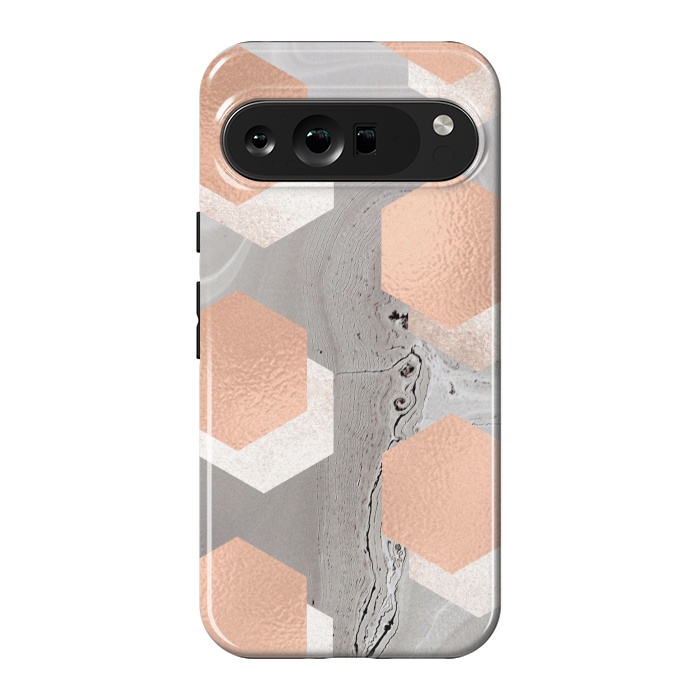 Pixel 9 Pro XL StrongFit rose gold marble by haroulita